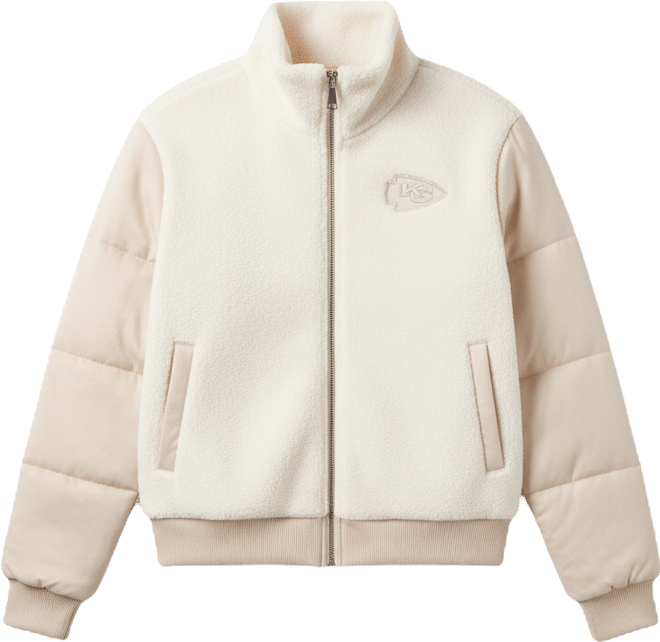 Women's Cream Kansas City Chiefs Cheerleader Sherpa Full-Zip Jacket