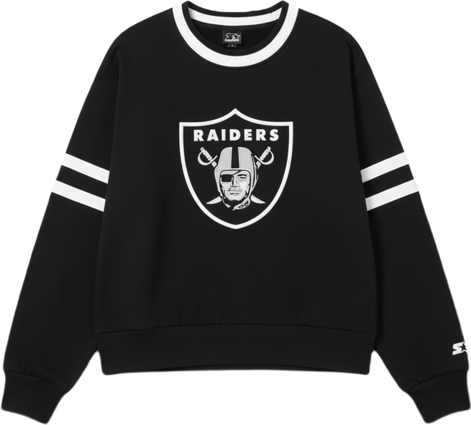 Women's Black Las Vegas Raiders Rally Drop Shoulder Cropped Sweatshirt