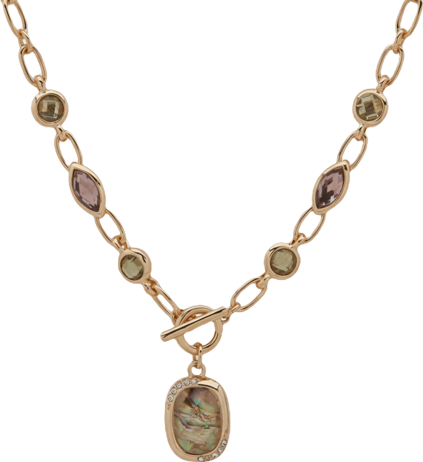 Multi-Stone Pendant Toggle Necklace