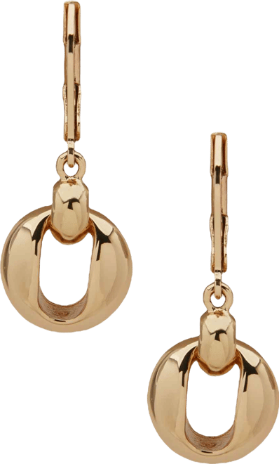 Gold-Tone Puff Open Dome Drop Earrings