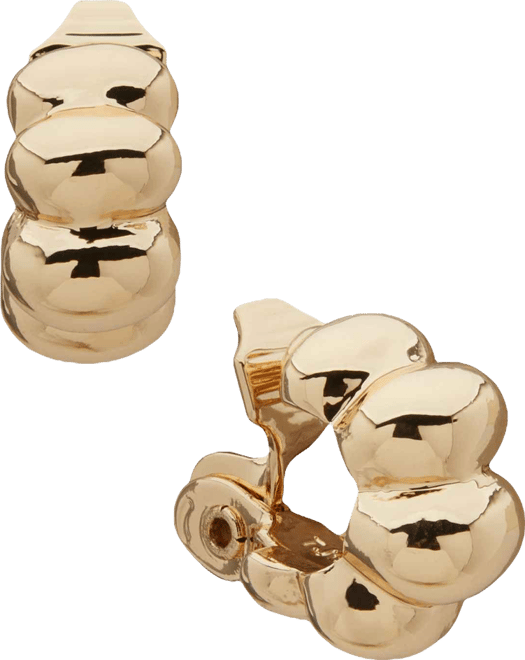 Gold-Tone Puff Dome Huggie Hoop Earrings