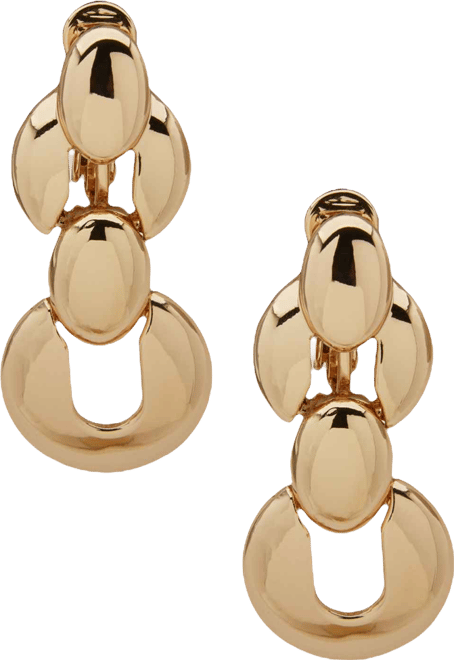 Gold-Tone Puff Dome Link Earrings