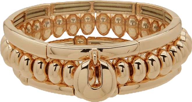 Gold-Tone 3-Row Puff Dome Stretch Bracelet