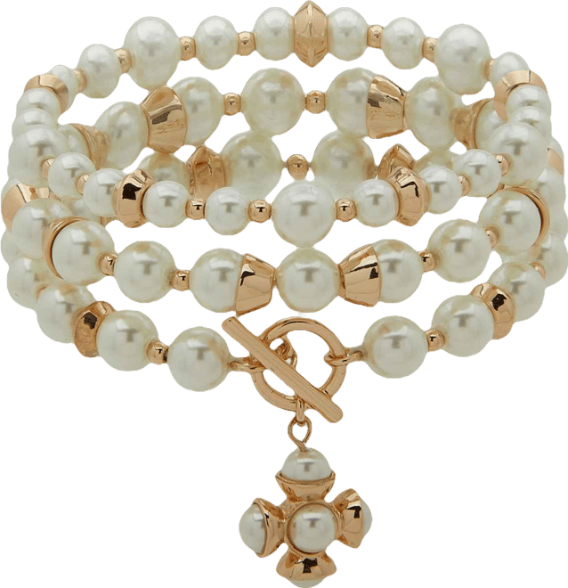 Imitation Pearl Metal Toggle Stretch Bracelet