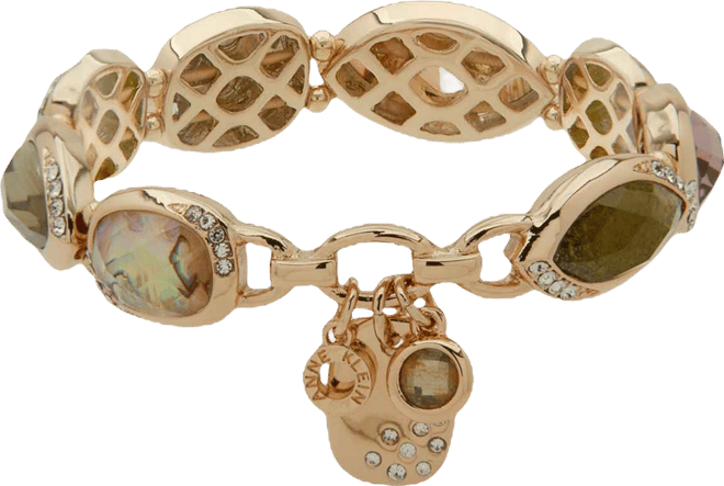 Gold-Tone Multiface Charm Stone Stretch Bracelet