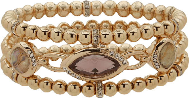 Gold-Tone Crystal Stone Metal Stretch Bracelet