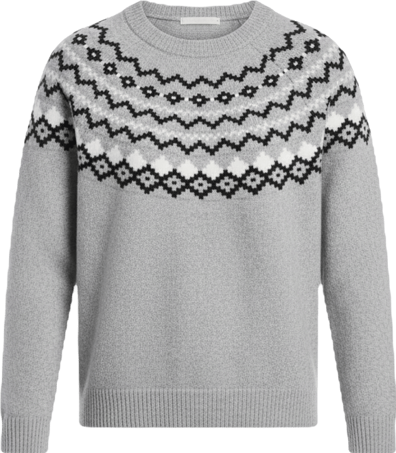 Petite Crew Neck Fair Isle Long Sleeve Sweater