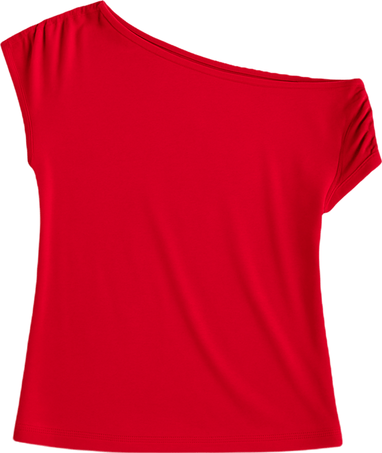 Women's Short-Sleeve Asymmetrical Off-The-Shoulder Top