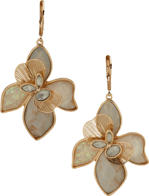 Multi-Stone Large Flower Drop Earrings