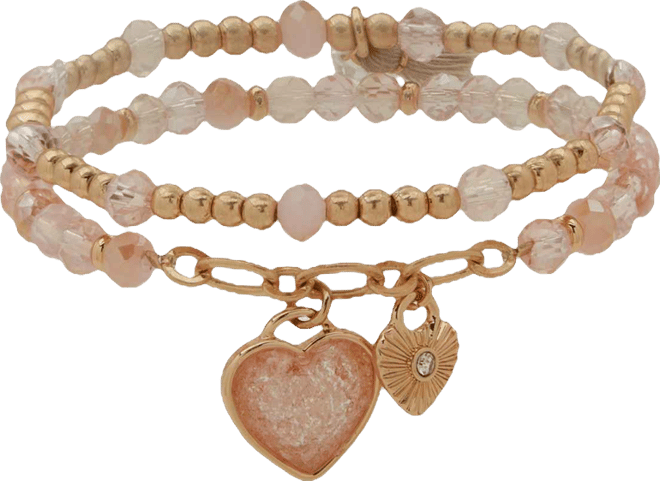 Multi-Stone Beaded Heart Stretch Bracelet