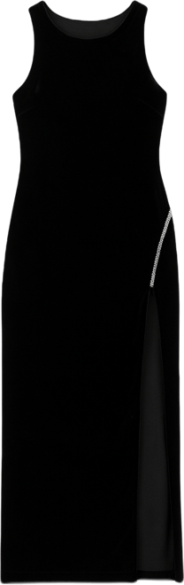 Women's Jewel Trim Maxi Velvet Dress