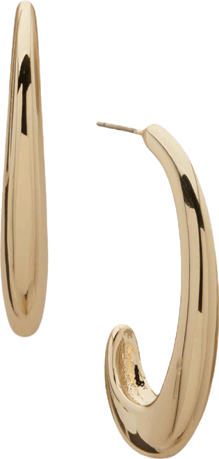 Gold-Tone Tapered Puffy C Hoop Earrings