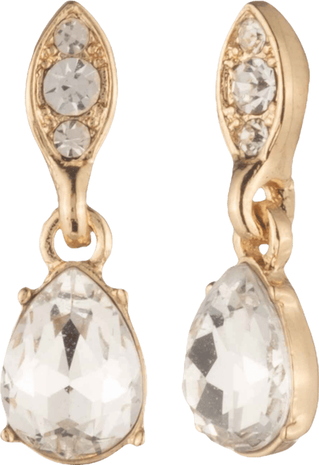 Glass Crystal Post Drop Earrings ((also in Silver-Tone and Rose Gold-Tone)