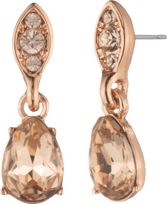 Glass Crystal Post Drop Earrings ((also in Silver-Tone and Rose Gold-Tone)