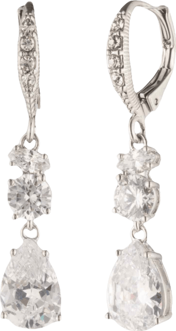 Cubic Zirconia Double Drop Earrings