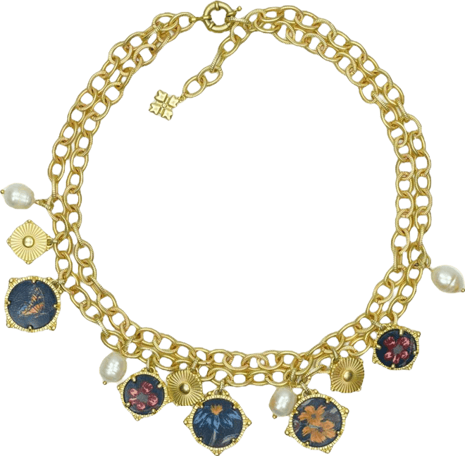 Gold Plated Double Chain Charm Necklace