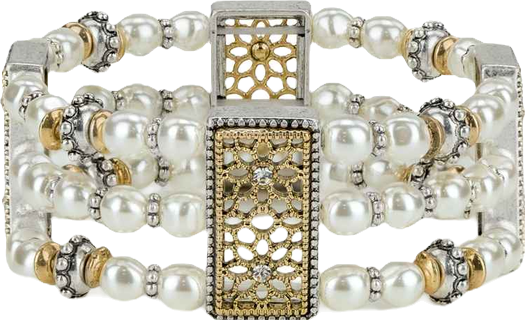 Cultivated Pearl 3 Strand Stretch Bracelet
