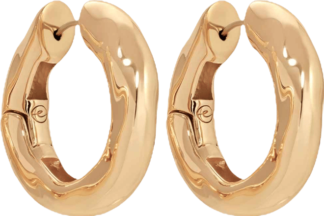 Gold Plated Molten Hoop Earrings