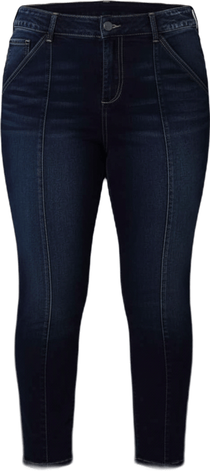 Women's High-Rise Pintuck Ankle Skinny Jeans with 28" Inseam