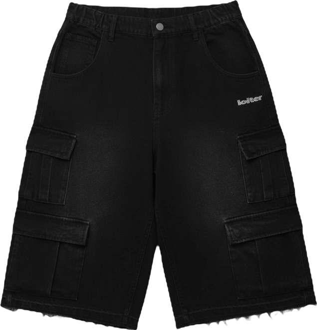 mnml Men's  3 Quarter Denim Cargo Pants with Embroidered Star Graphics