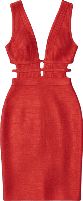 Women's Foiled Bandage Plunge Neck Midi Dress