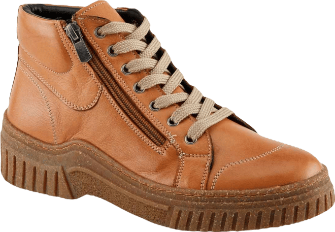 Loeva Leather High-Top Sneaker Boot with Removable Insole and Zipper Access