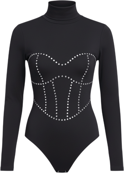 Women's Dolly Jolean Crystal Corset Bodysuit Thong, Regular & Plus Size