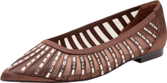 Noelle Women's Pointed Toe Beaded Mesh Flat