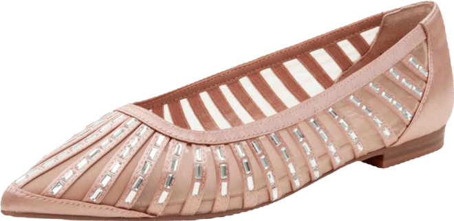 Noelle Women's Pointed Toe Beaded Mesh Flat