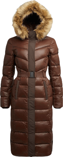 Women's Diamond Belted Extra Long Down Coat