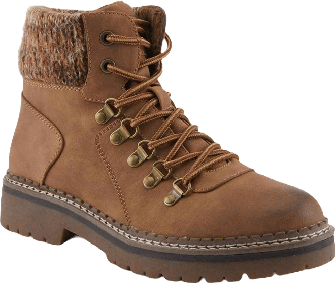 Women's Hiker-Inspired Sweater Collar Lug Sole Boot