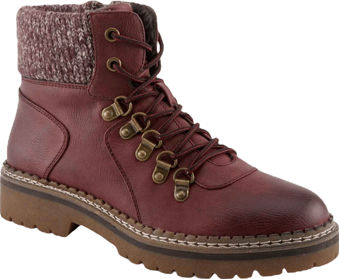 Women's Hiker-Inspired Sweater Collar Lug Sole Boot