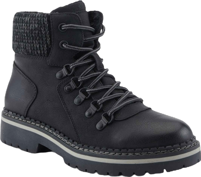 Women's Hiker-Inspired Sweater Collar Lug Sole Boot