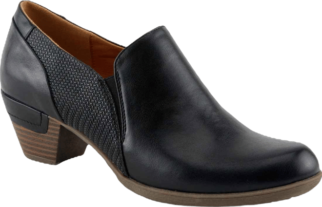 Women s Julaneah Embossed Slip-On Shooties with Elastic Fit and Block Heel