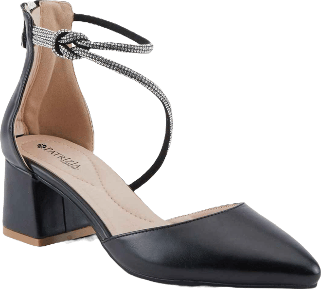 Women s Eluned Crystal-Embellished Pointed Toe Pumps with Block Heel and Back Zipper