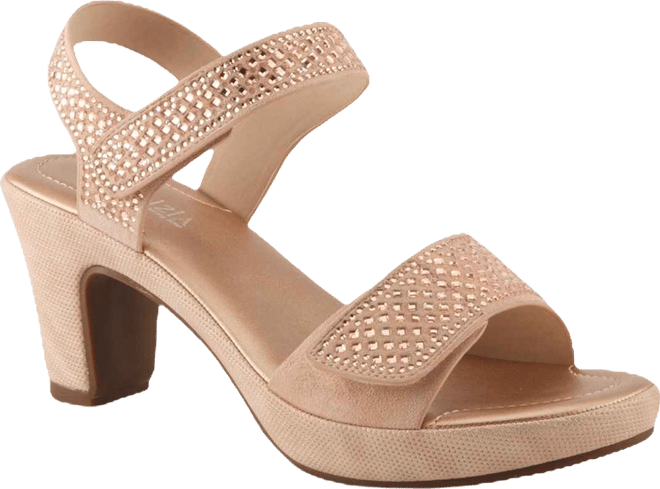 Women's Shine Crystal Strap Platform Heeled Sandals