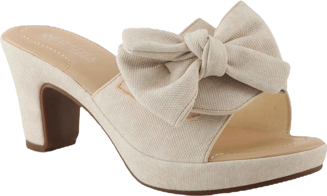 Women's Normajean Denim Bow Slide Heeled Sandals