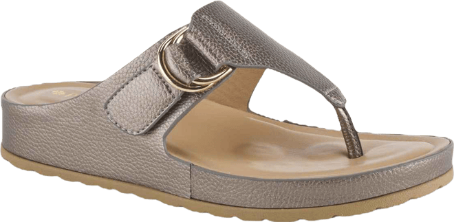 Women's Rozeta Toe Thong Sandals with Gold Buckle and Comfort Footbed