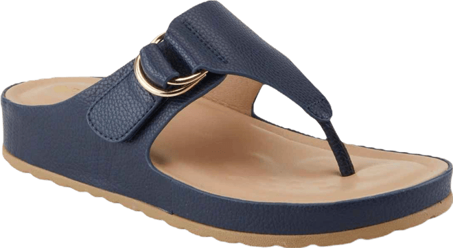 Women's Rozeta Toe Thong Sandals with Gold Buckle and Comfort Footbed