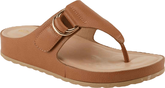 Women's Rozeta Toe Thong Sandals with Gold Buckle and Comfort Footbed