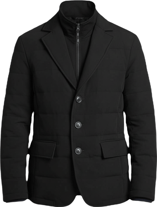 Men's Solid Quilted Puffer Blazer Jacket