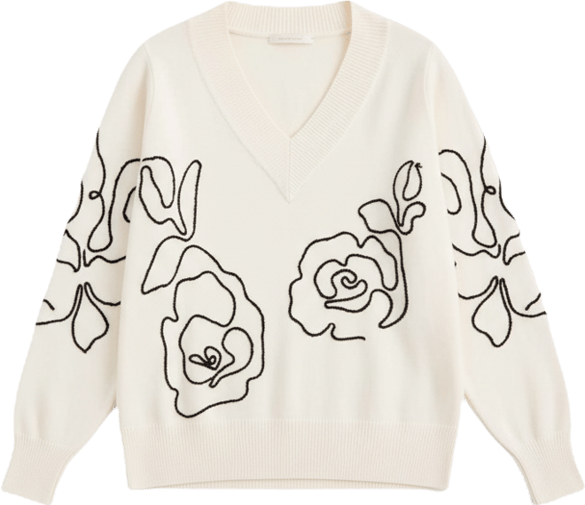 Petite Embroidered Soutache Long-Sleeve Sweater, Macy's Exclusive
