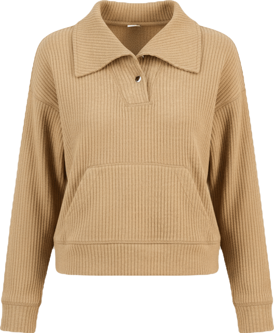 Nautica Women's Bib-Collar Ribbed Sweatshirt