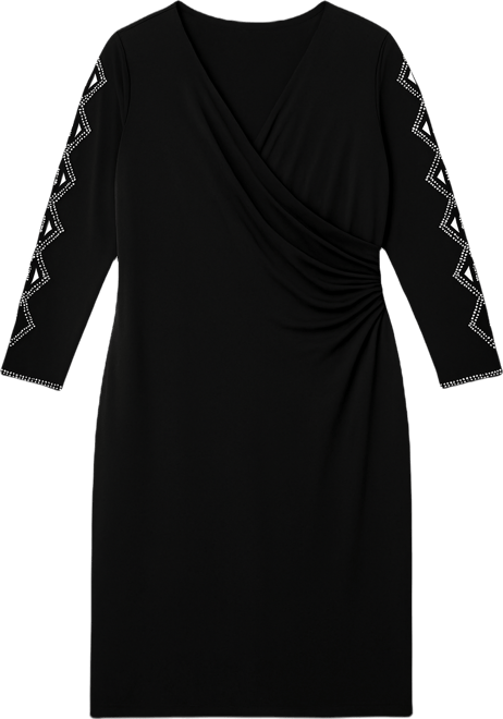 Plus Size Faraj Sleeve Faux Wrap V-Neck Dress