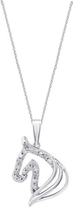Diamond Horse Pendant Necklace (1/10 ct. t.w.) in Sterling Silver