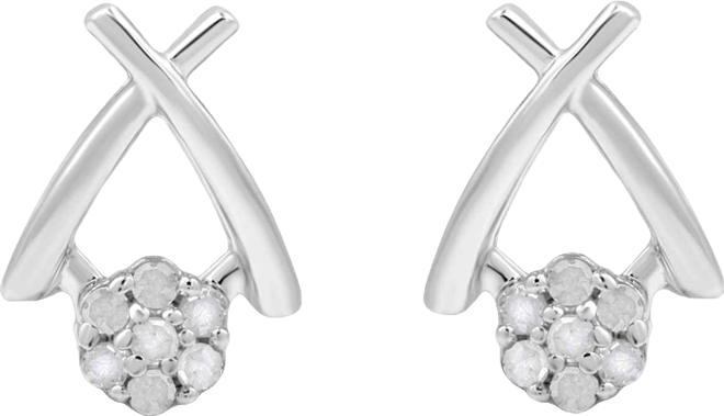 Diamond Back Post Earrings (1/10 ct. t.w.) in Sterling Silver