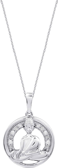 Diamond Buddha Pendant Necklace (1/10 ct. t.w.) in Sterling Silver