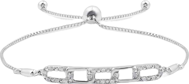 Diamond Oblong Link Bracelet (1/6 ct. t.w.) in Sterling Silver