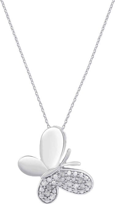Diamond Butterfly Pendant Necklace (1/10 ct. t.w.) in Sterling Silver (also in 14K Gold-Plated Sterling Silver)