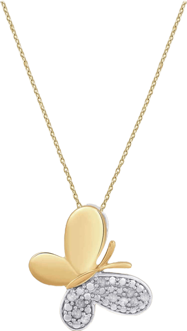 Diamond Butterfly Pendant Necklace (1/10 ct. t.w.) in Sterling Silver (also in 14K Gold-Plated Sterling Silver)